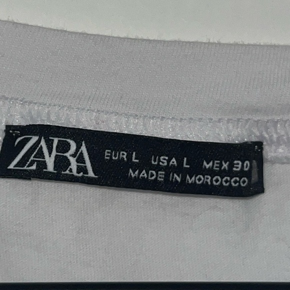 ZARA White Graphic T Shirt Size Large - Picture 4 of 7